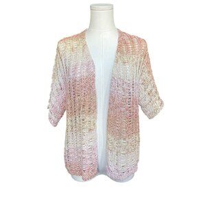 Chico's Crochet Open Front Knit Cardigan Size S‎ NWT Beach Coastal Lightweight